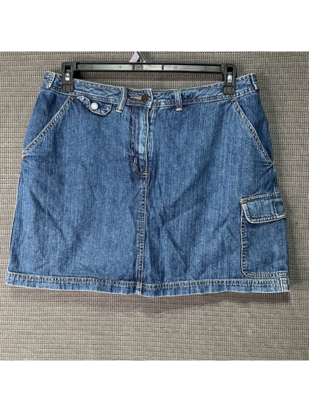 Denim Cargo Skirt By St. Johns Bay Size 14 Woman's With Pockets And Belt Loops